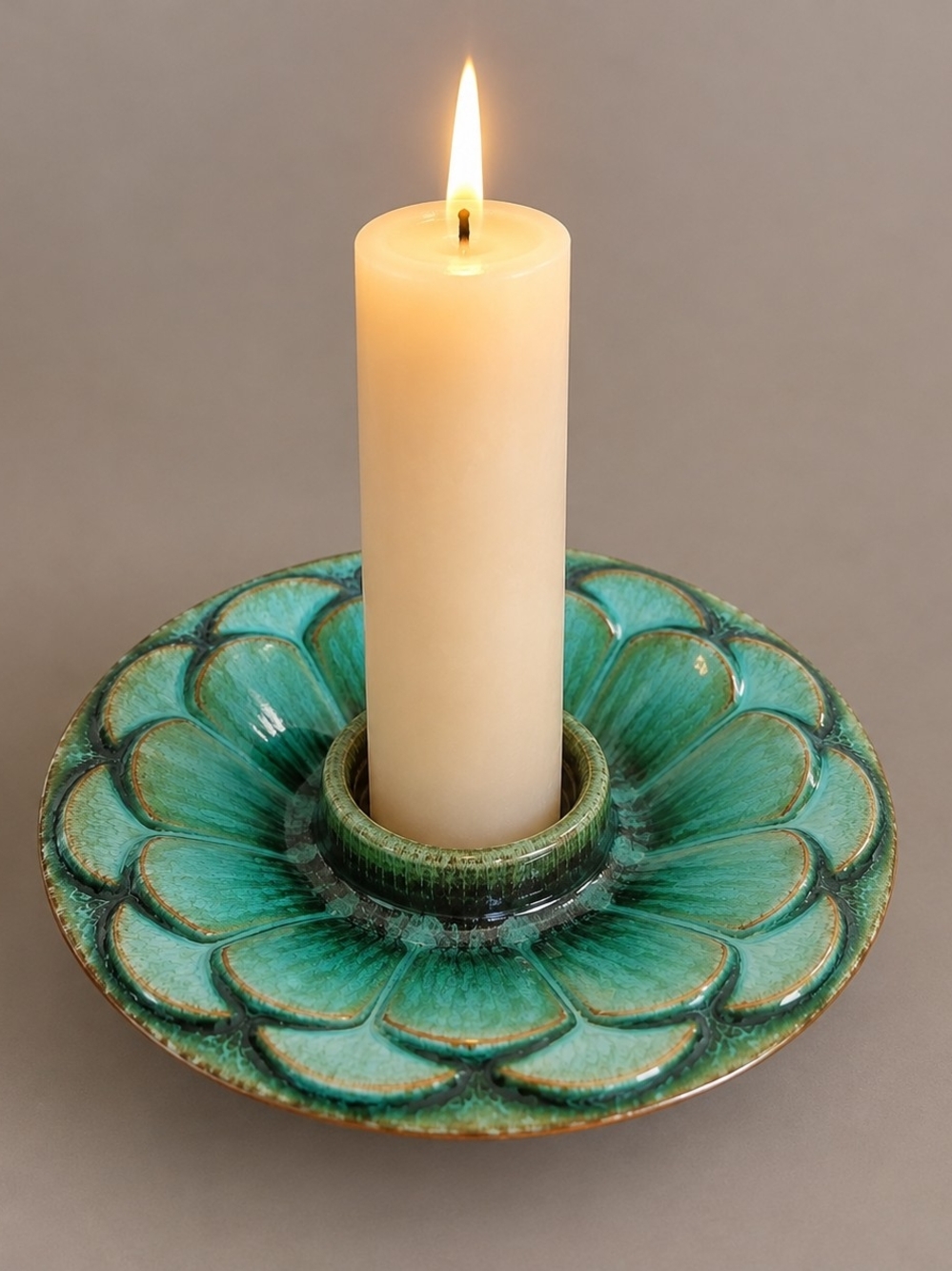 Vintage Blue Mountain Pottery Ceramic Lotus Flower Candle Holder Canadian Made